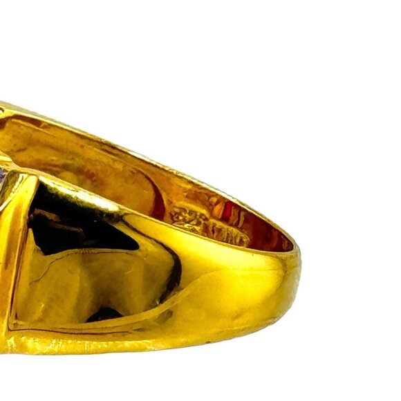Signed Gold Vermeil 925 Rainbow Cubic Zirconia Channel Set Ring Size 9 Statemen - Picture 7 of 9